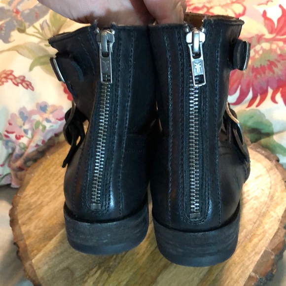 FRYE size 6.5 Tyler Engineer Moto Black Leather Boot Motorcycle Buckle $178 NEW - Picture 11 of 16